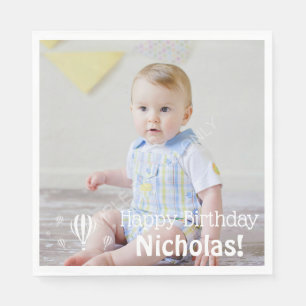 Hot Air Balloons Baby's First Birthday Photo Napkins