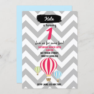Hot Air Balloons Birthday Invitations