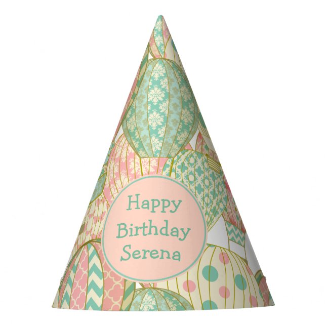 Hot Air Balloons Birthday Party Party Hat (Front)