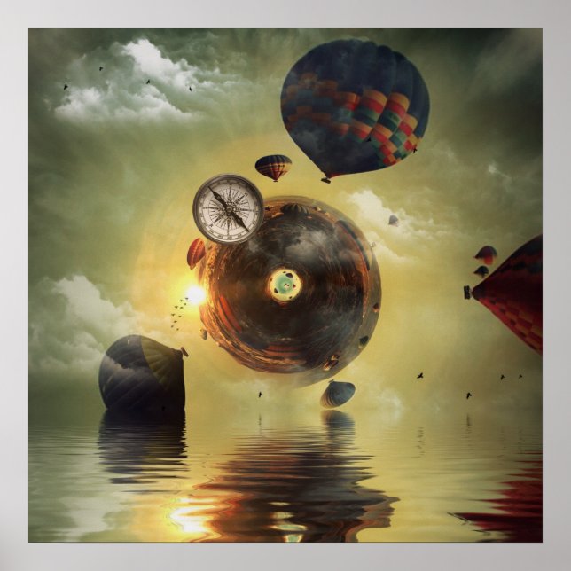 Hot air balloons black hole vortex poster (Front)