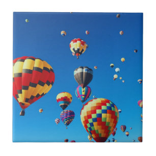 Hot Air Balloons Blue Sky Ceramic Tile