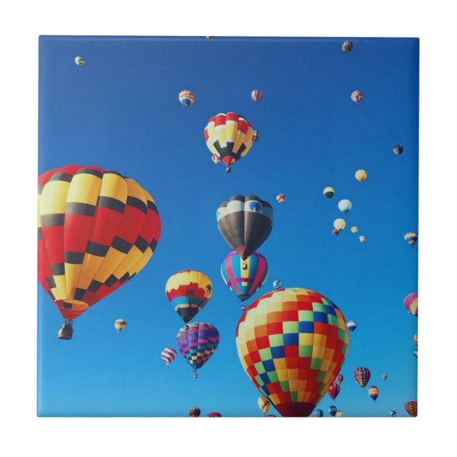 Hot Air Balloons Blue Sky Ceramic Tile (Front)
