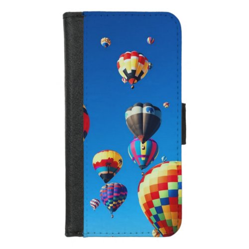 Hot Air Balloons Blue Sky iPhone 87 Wallet Case