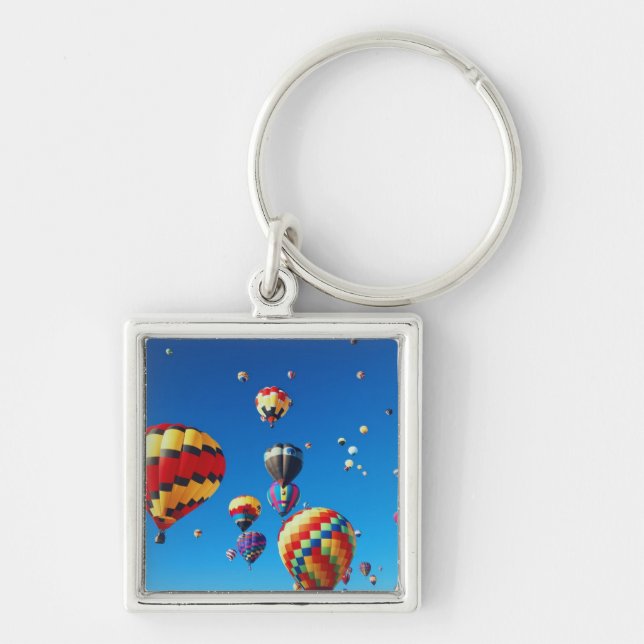 Hot Air Balloons Blue Sky Keychain (Front)