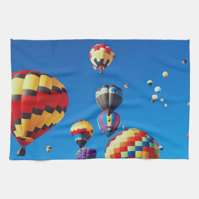 Hot Air Balloons Blue Sky Kitchen Towel (Horizontal)