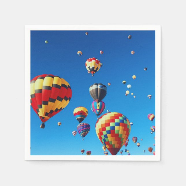 Hot Air Balloons Blue Sky Napkins (Front)