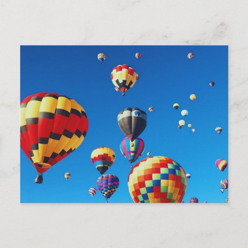 Hot Air Balloons Blue Sky Postcard