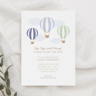 Picky Bride Baby Shower Invitations, Hot Air Balloon Flowers with Enve