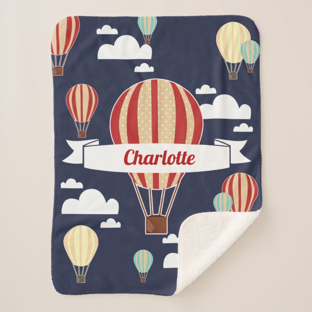 Hot Air Balloons & Clouds Adventure Sherpa Blanket (Front)