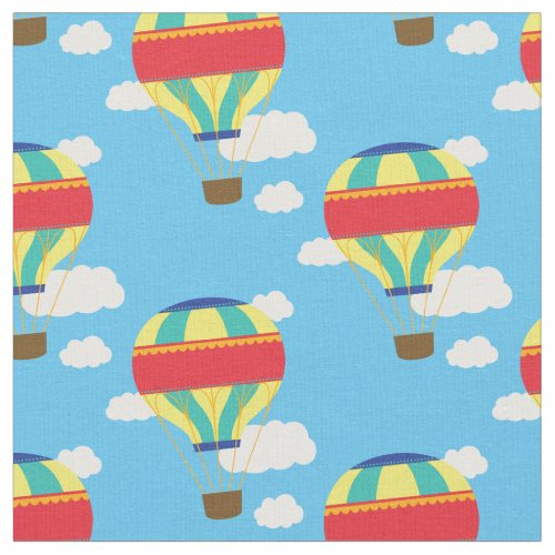 Hot Air Balloons Colorful Vintage Fabric