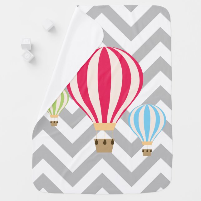 Hot Air Balloons Design Baby Blanket (In Situ)