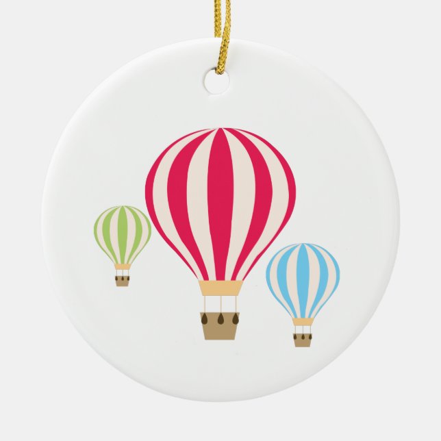 Hot Air Balloons Design Ceramic Ornament (Front)
