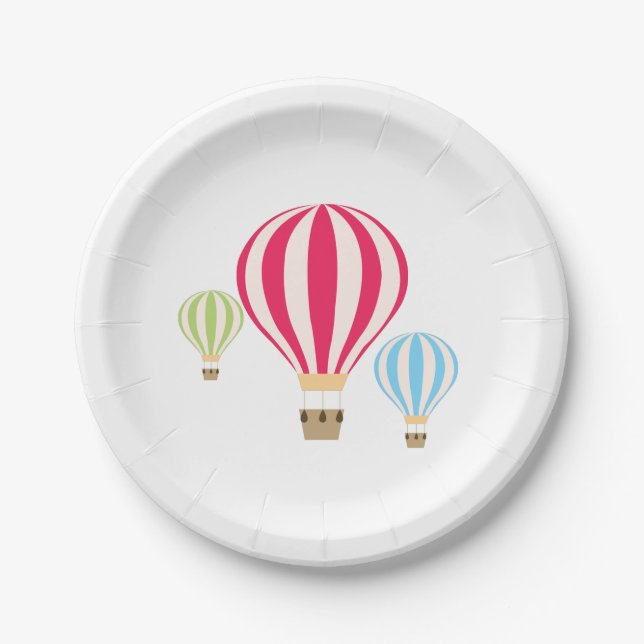 Hot Air Balloons Design Paper Plates (Front)