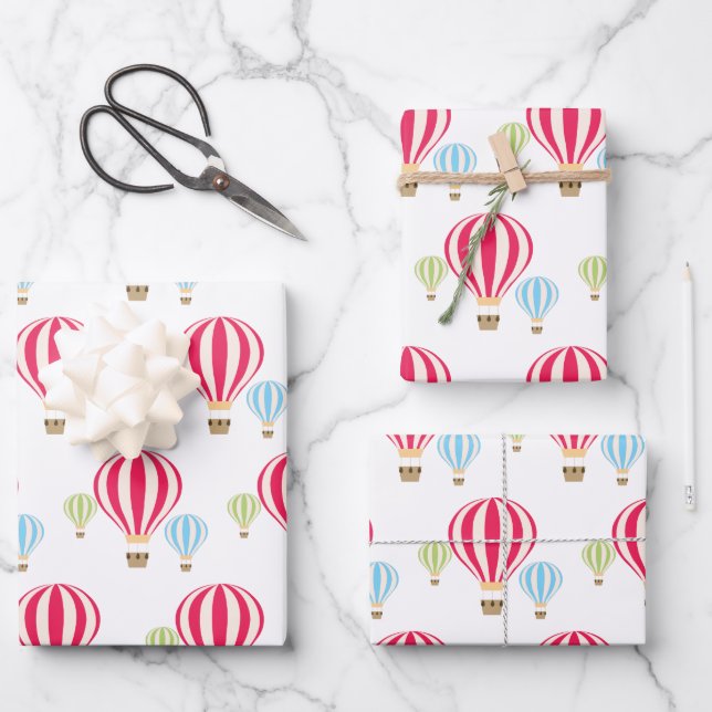 Hot Air Balloons Design Wrapping Paper Sheets (Front)