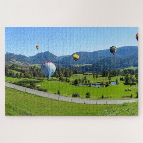 Hot Air Balloons Floating over Golf Course Jigsaw Puzzle