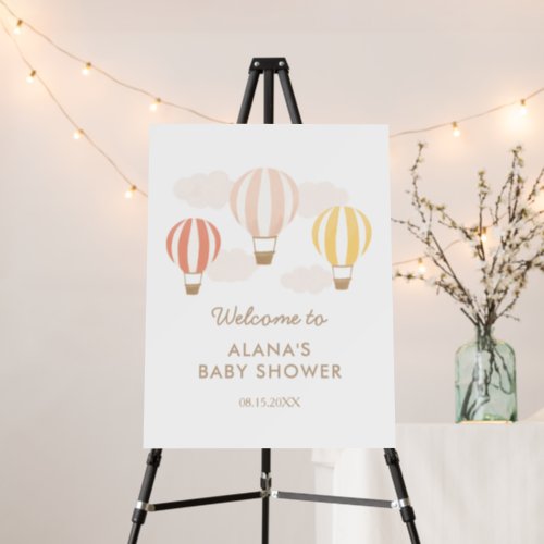 Hot Air Balloons Girl Baby Shower Welcome Sign