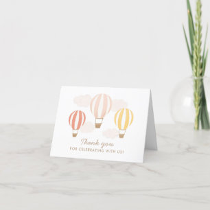 Hot Air Balloons Girl Travel Baby Shower Letterpress Thank You Card