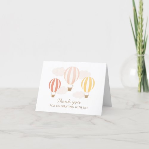 Hot Air Balloons Girl Travel Baby Shower Thank You Card