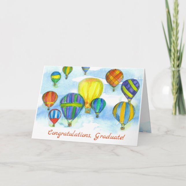 Hot Air Balloons Graduation Congratulations Card (Front)
