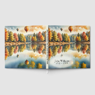 Hot Air Balloons Hovering Over an Autumn Lake Guest Book