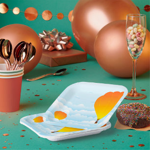 Hot Air Balloons In Clouds Paper Plates