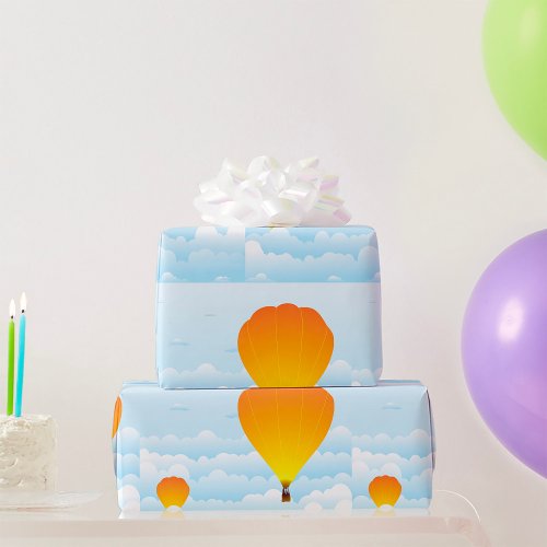 Hot Air Balloons In Clouds Travel Wrapping Paper