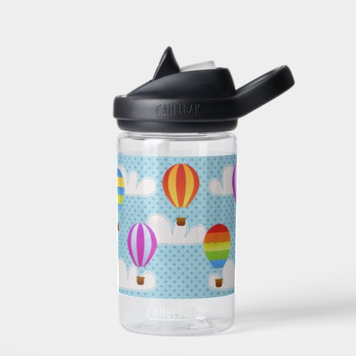 Hot Air Balloons in Cloudy Dotty Sky Water Bottle