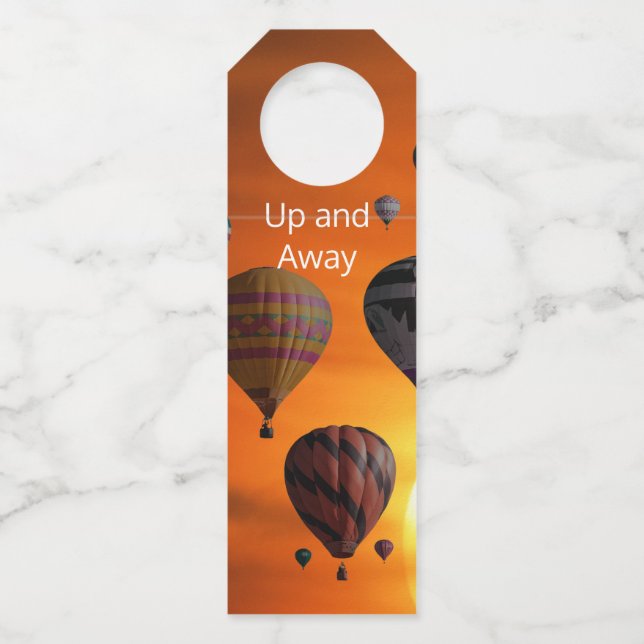 Hot Air Balloons in Flight Bottle Hanger Tag (Front)