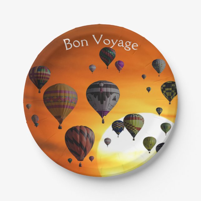 Hot air balloons in flight paper plate (Front)