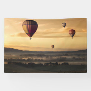 Hot Air Balloons in Golden Skies Banner