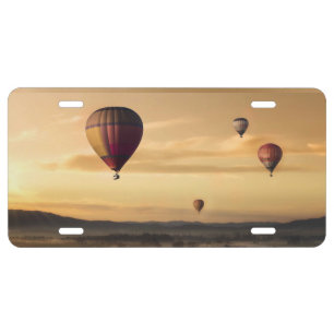 Hot Air Balloons in Golden Skies License Plate