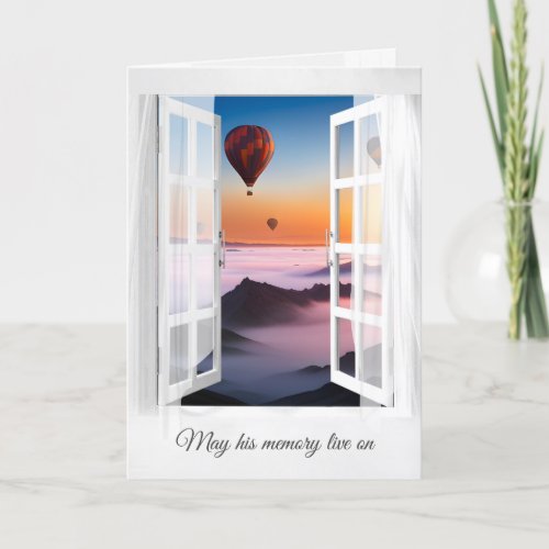 Hot Air Balloons in Mountain Mist Sympathy Card