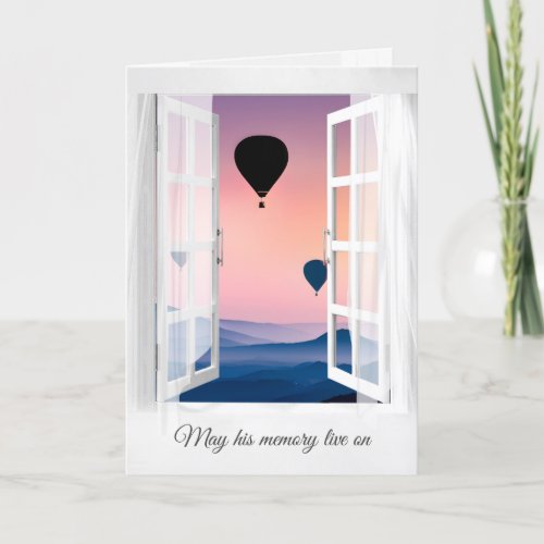 Hot Air Balloons in Mountain Mist Sympathy Card