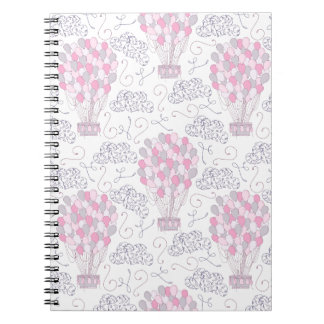 Hot air balloons in pink nursery art notebook
