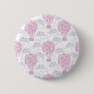 Hot air balloons in pink nursery art pinback button