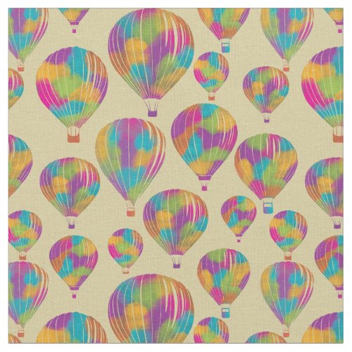 Hot Air Balloons in Rainbow Colors Patterned Fabric