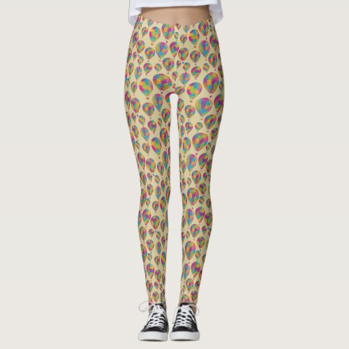 Hot Air Balloons in Rainbow Colors Patterned Leggings