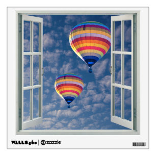 Hot Air Balloons in the Sky Faux Window Wall Decal
