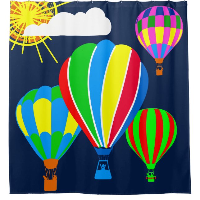 Hot Air Balloons in the sky funny Shower Curtain (Front)