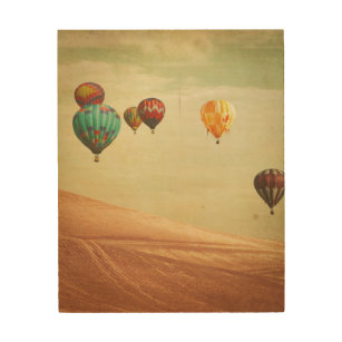 Hot Air Balloons In The Sky Wood Wall Decor