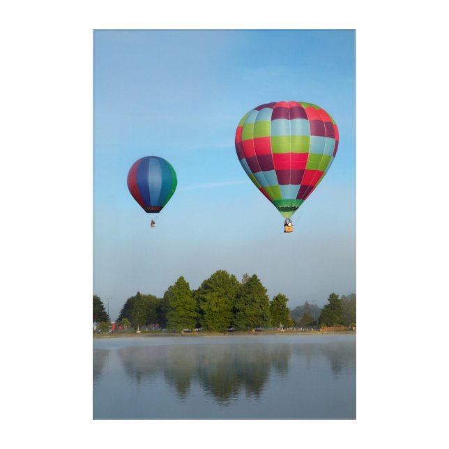 Hot air balloons over a lake,  NZ Acrylic Print (Front)