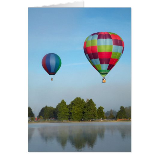 Hot air balloons over a lake,  NZ Cards (Front)