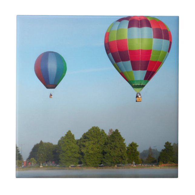 Hot air balloons over a lake,  NZ Ceramic Tile (Front)