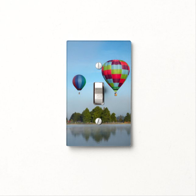 Hot air balloons over a lake,  NZ Light Switch Cover (In Situ)