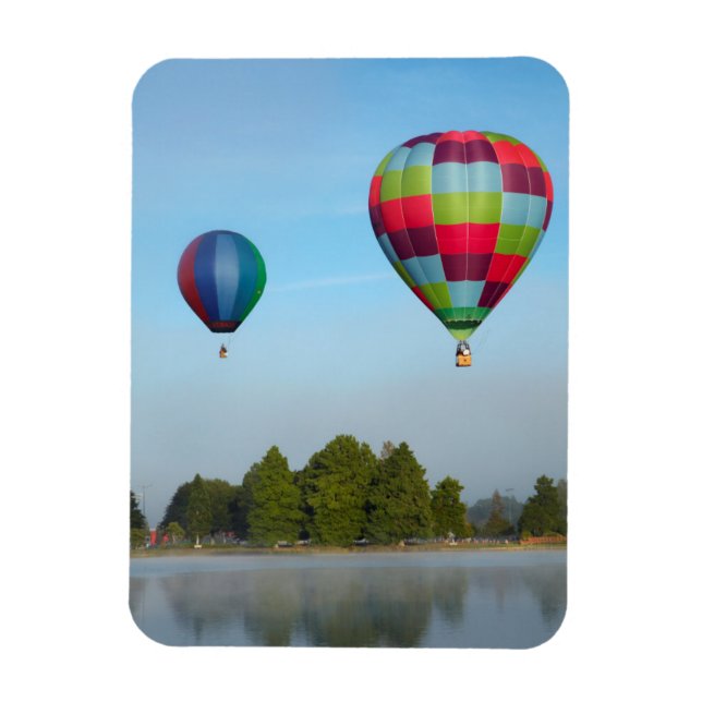Hot air balloons over a lake,  NZ Magnet (Vertical)