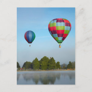 Hot air balloons over a lake, NZ Postcard