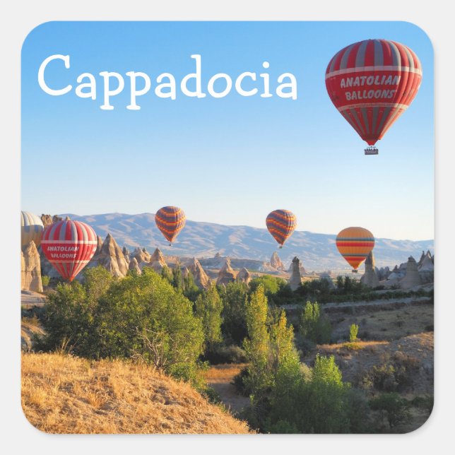 Hot air balloons over Cappadocia Square Sticker (Front)