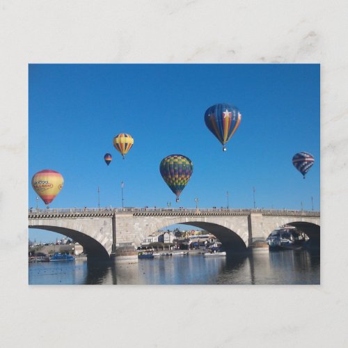 Hot Air Balloons over the London Bridge Postcard