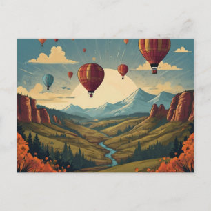 Hot Air balloons over Valley Postcard