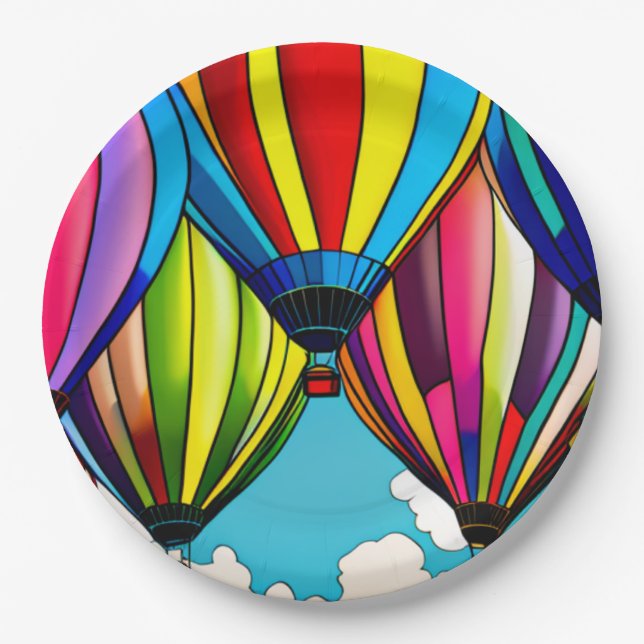 Hot Air Balloons Paper Plates (Front)